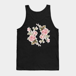 Double Vintage Rose Illustration Design Tank Top